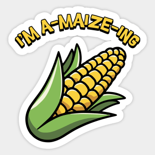 I'm A-Maize-ing! Cute Corn Cartoon Sticker